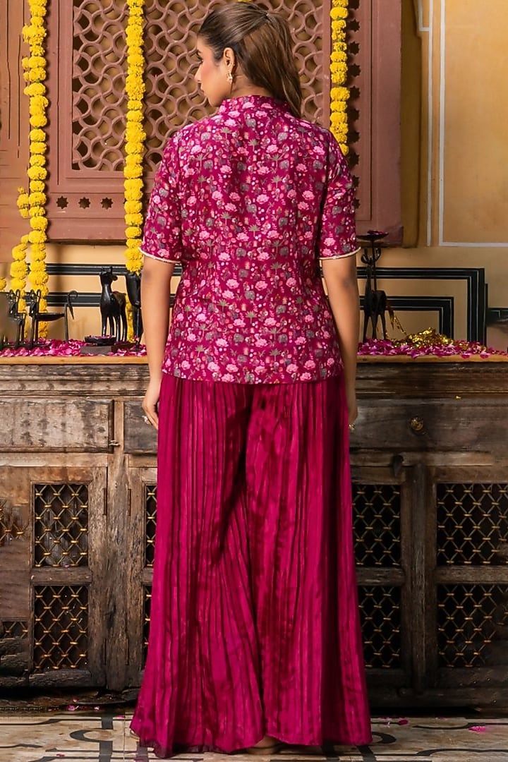 Wine Upada Silk Handwork Co-Ord Set by House Of Jamoti at Pernia's Pop Up Shop