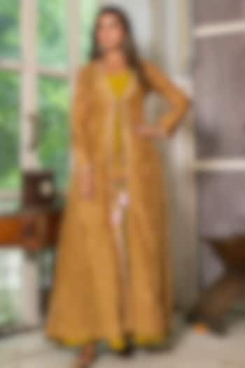 Green Upada Silk & Organza Anarkali Set by House Of Jamoti at Pernia's Pop Up Shop