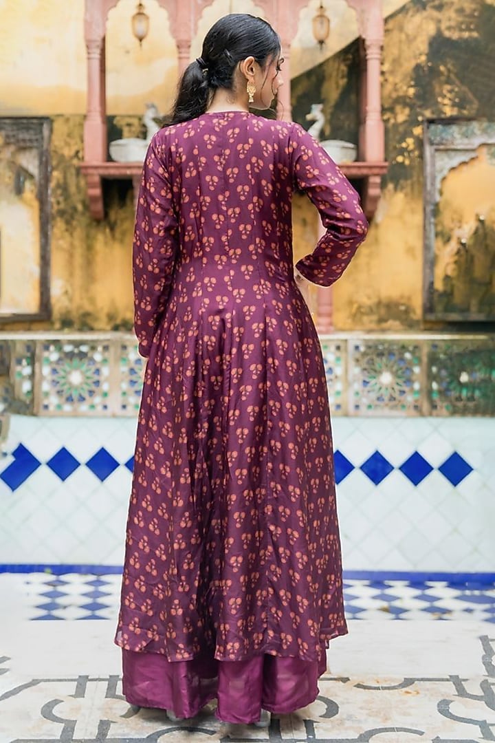 Wine Upada Silk & Organza Anarkali Set by House Of Jamoti at Pernia's Pop Up Shop