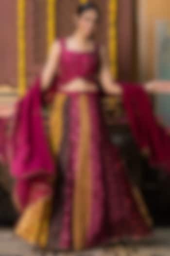 Multi-Colored Upada Silk & Organza Printed Lehenga Set by House Of Jamoti at Pernia's Pop Up Shop