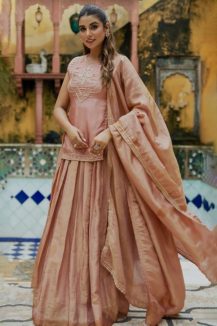 Bronze Tissue Flowy Skirt Set by House Of Jamoti at Pernia's Pop Up Shop