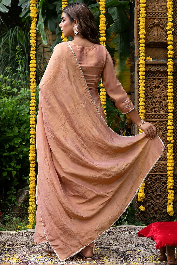 Peach Tissue Handwork Anarkali Set by House Of Jamoti at Pernia's Pop Up Shop