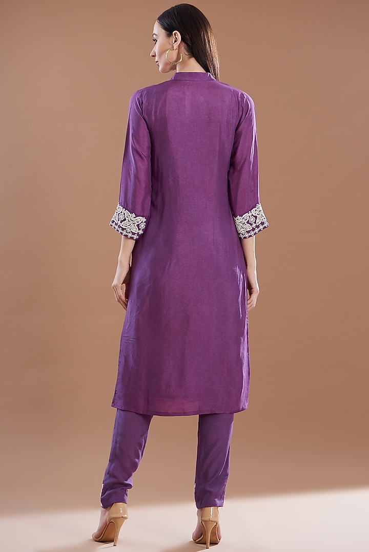 Purple Organza & Muslin Kurta Set by House Of Jamoti at Pernia's Pop Up Shop