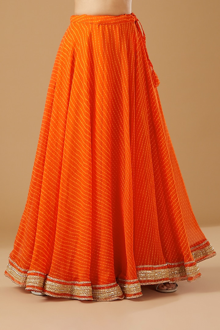 Orange Georgette Bandhani Printed Lehenga Set by House Of Jamoti at Pernia's Pop Up Shop