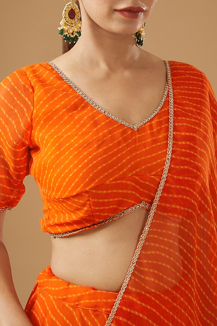 Orange Georgette Bandhani Printed Lehenga Set by House Of Jamoti at Pernia's Pop Up Shop
