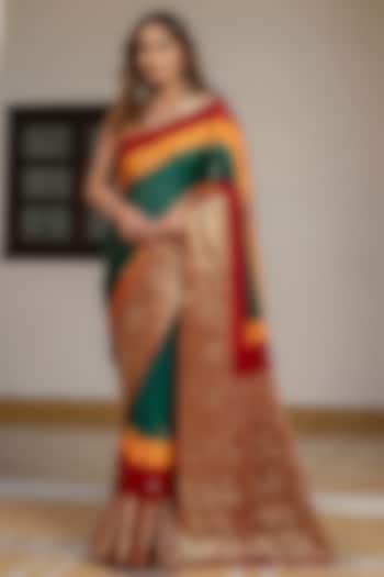 Green Silk Handwork Festive Saree by House Of Jamoti at Pernia's Pop Up Shop