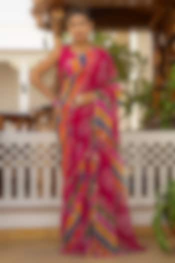 Multi-Colored Georgette Handwork Festive Saree by House Of Jamoti at Pernia's Pop Up Shop