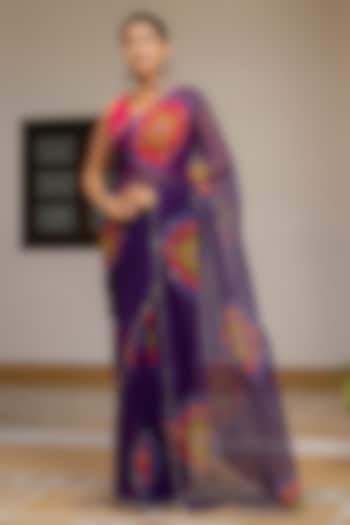 Purple Georgette Handwork Festive Saree by House Of Jamoti at Pernia's Pop Up Shop