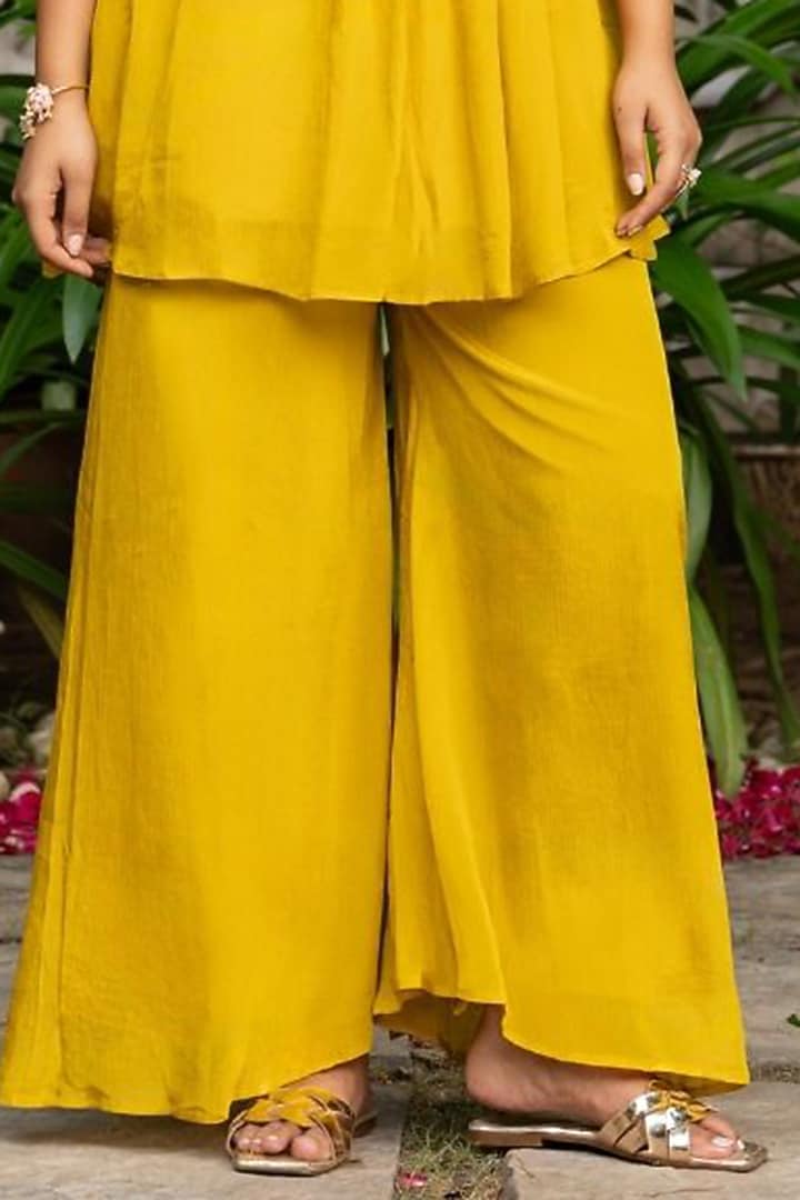 Mustard Chinon Embroidered Co-ord Set by House Of Jamoti at Pernia's Pop Up Shop