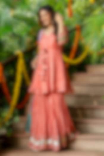 Peach Upada Silk Gharara Set by House Of Jamoti at Pernia's Pop Up Shop