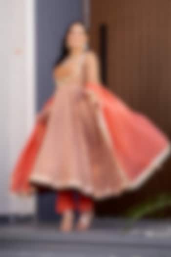 Brown Silk Embroidered Anarkali Set by House Of Jamoti at Pernia's Pop Up Shop