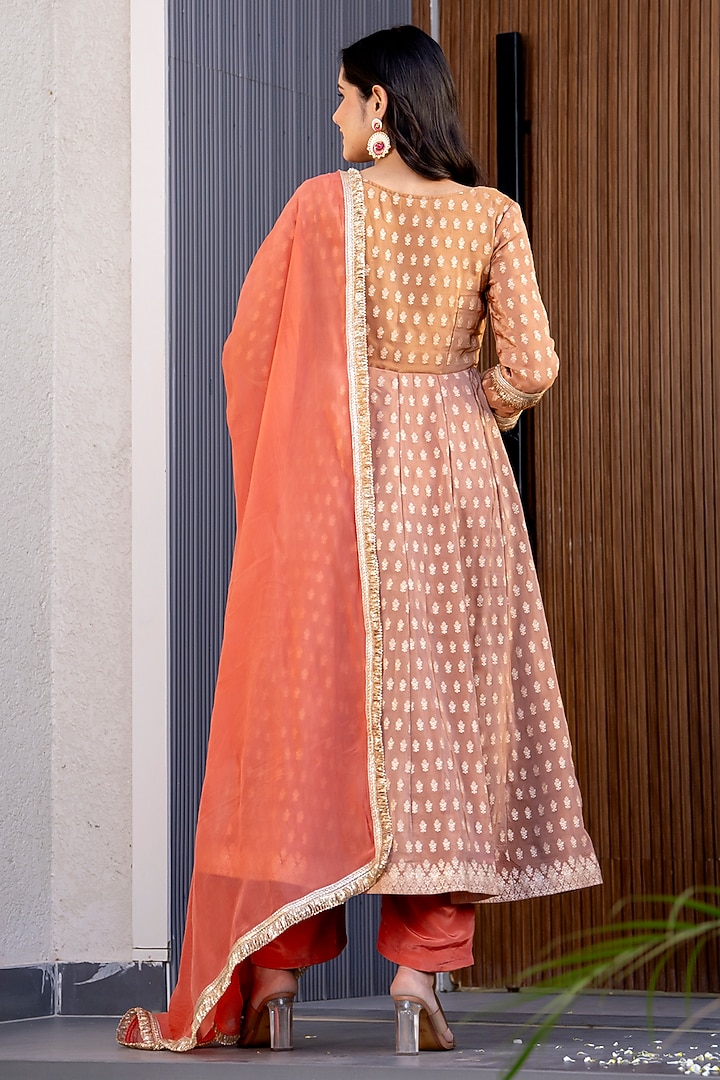 Brown Silk Embroidered Anarkali Set by House Of Jamoti at Pernia's Pop Up Shop