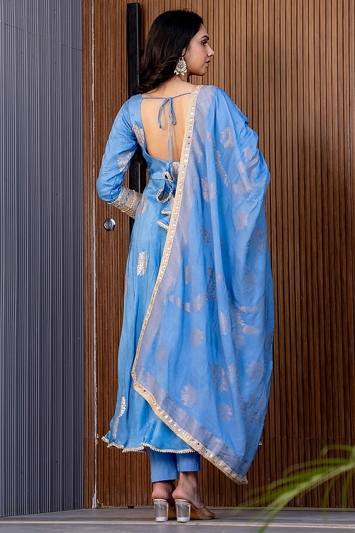 Blue Silk Upada Anarkali Sef by House Of Jamoti at Pernia's Pop Up Shop