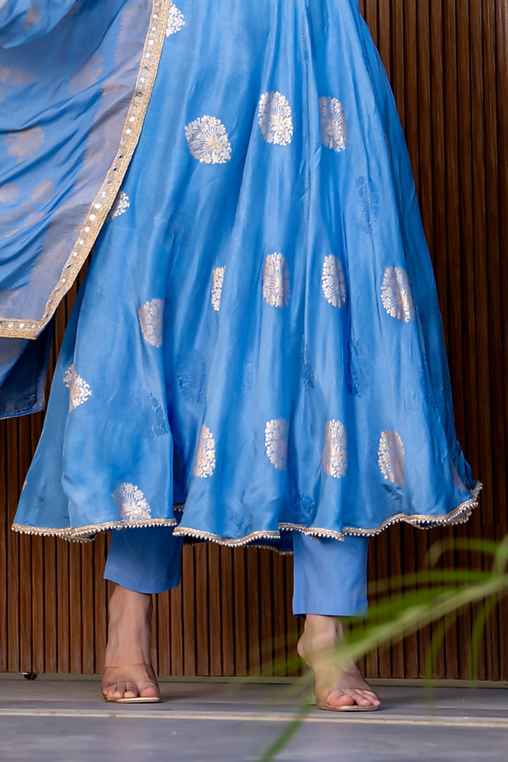 Blue Silk Upada Anarkali Sef by House Of Jamoti at Pernia's Pop Up Shop
