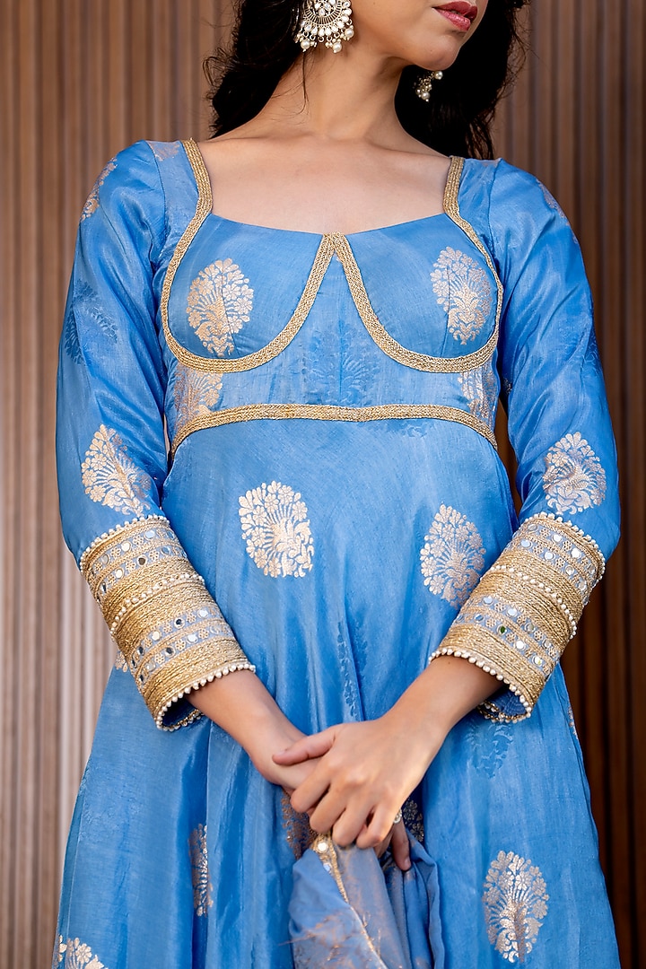 Blue Silk Upada Anarkali Sef by House Of Jamoti at Pernia's Pop Up Shop