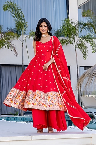 Buy Red Anarkali Suit for Women Online from india's Luxury Designers 2026