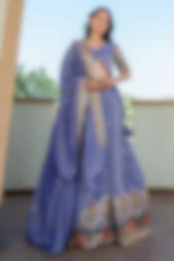 Purple Tissue Sequins Embroidered Lehenga Set by House Of Jamoti at Pernia's Pop Up Shop