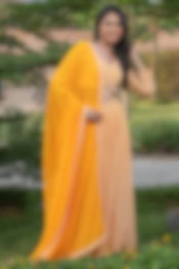 Yellow Georgette Chikankari Lehenga Set by House Of Jamoti at Pernia's Pop Up Shop