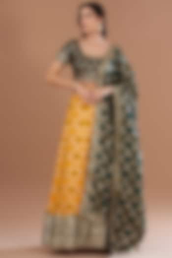 Yellow Brocade Embellished Banarasi Lehenga Set by House Of Jamoti at Pernia's Pop Up Shop