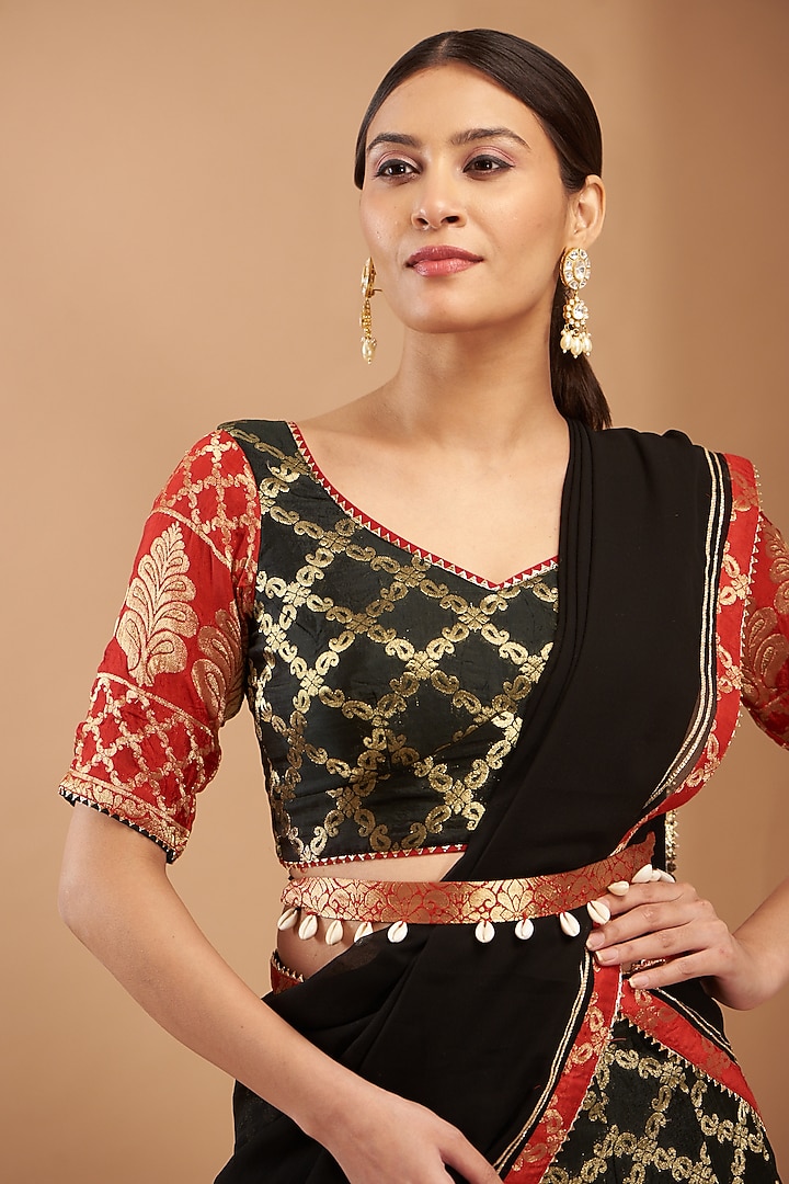 Black Silk & Georgette Lehenga Set by House Of Jamoti at Pernia's Pop Up Shop