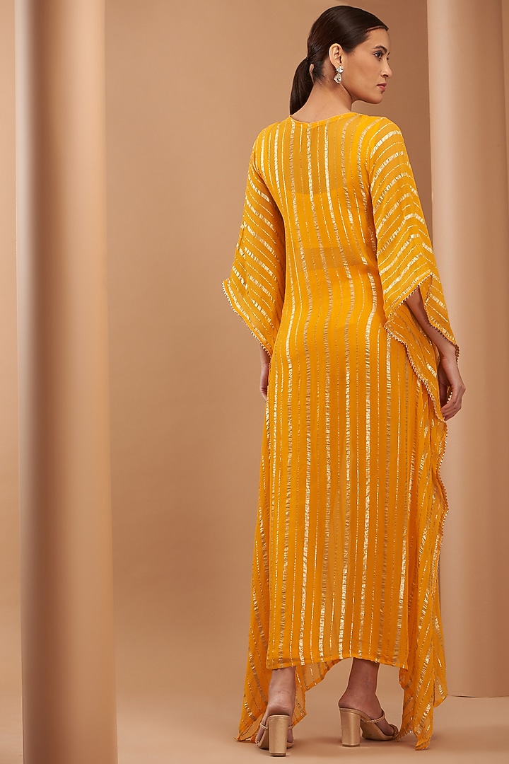 Yellow Viscose Embroidered Kaftan Set by House Of Jamoti at Pernia's Pop Up Shop
