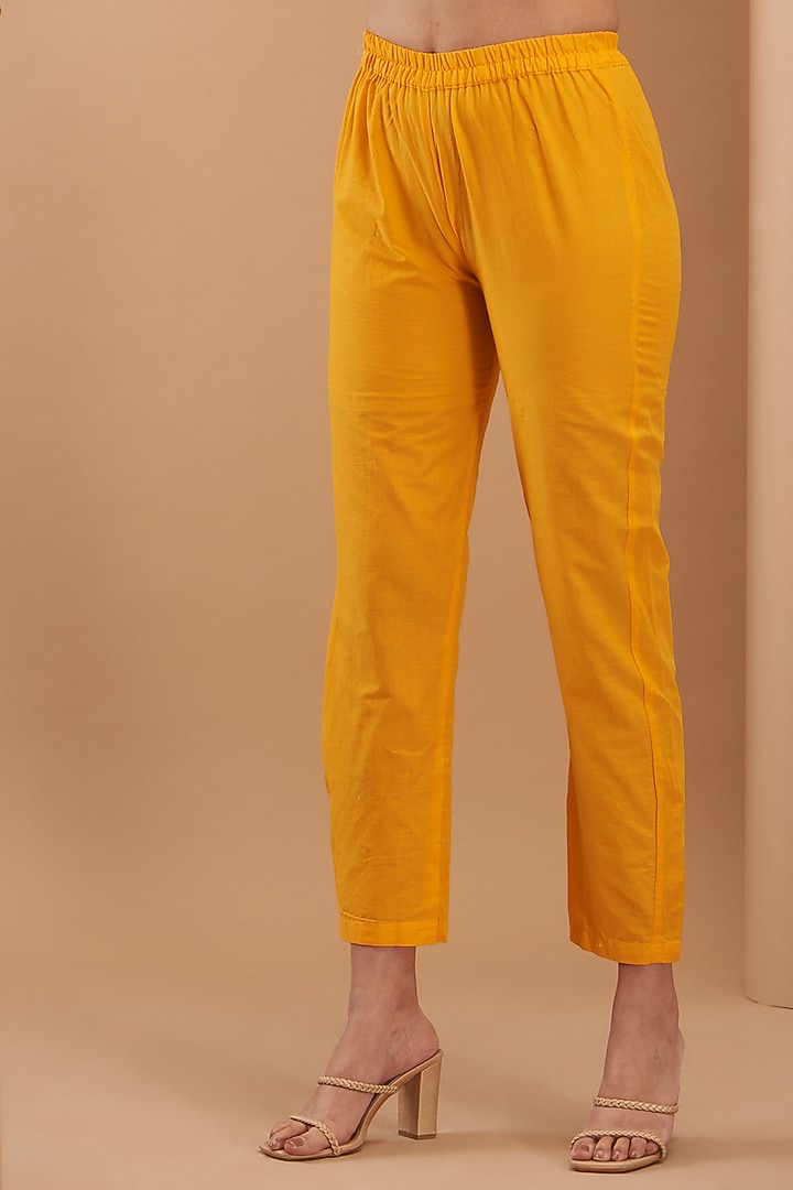 Yellow Viscose Embroidered Kaftan Set by House Of Jamoti at Pernia's Pop Up Shop