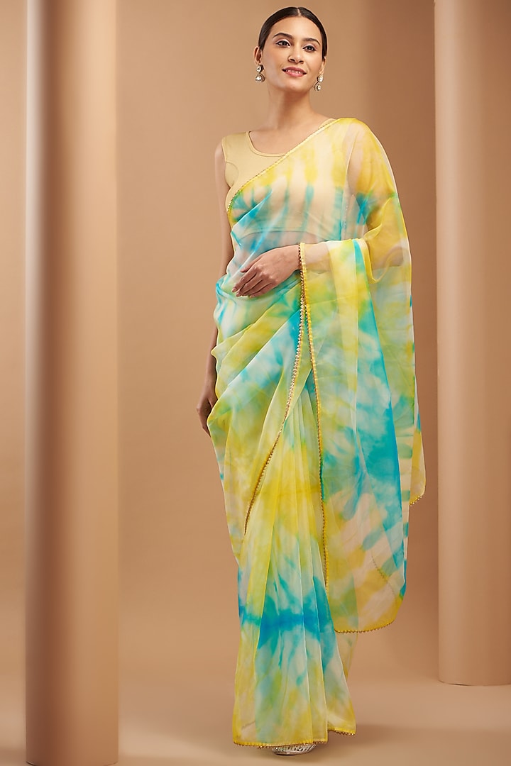 Multi-Colored Organza Saree by House Of Jamoti