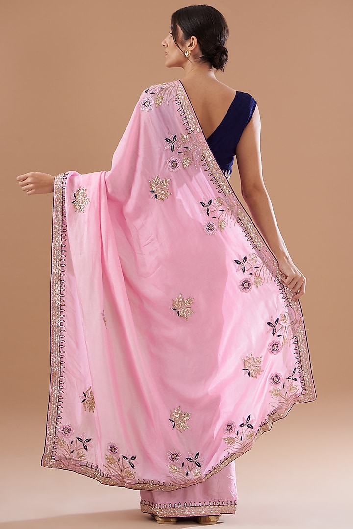 Pink Upada Silk Hand Work Party Wear Saree by House Of Jamoti at Pernia's Pop Up Shop