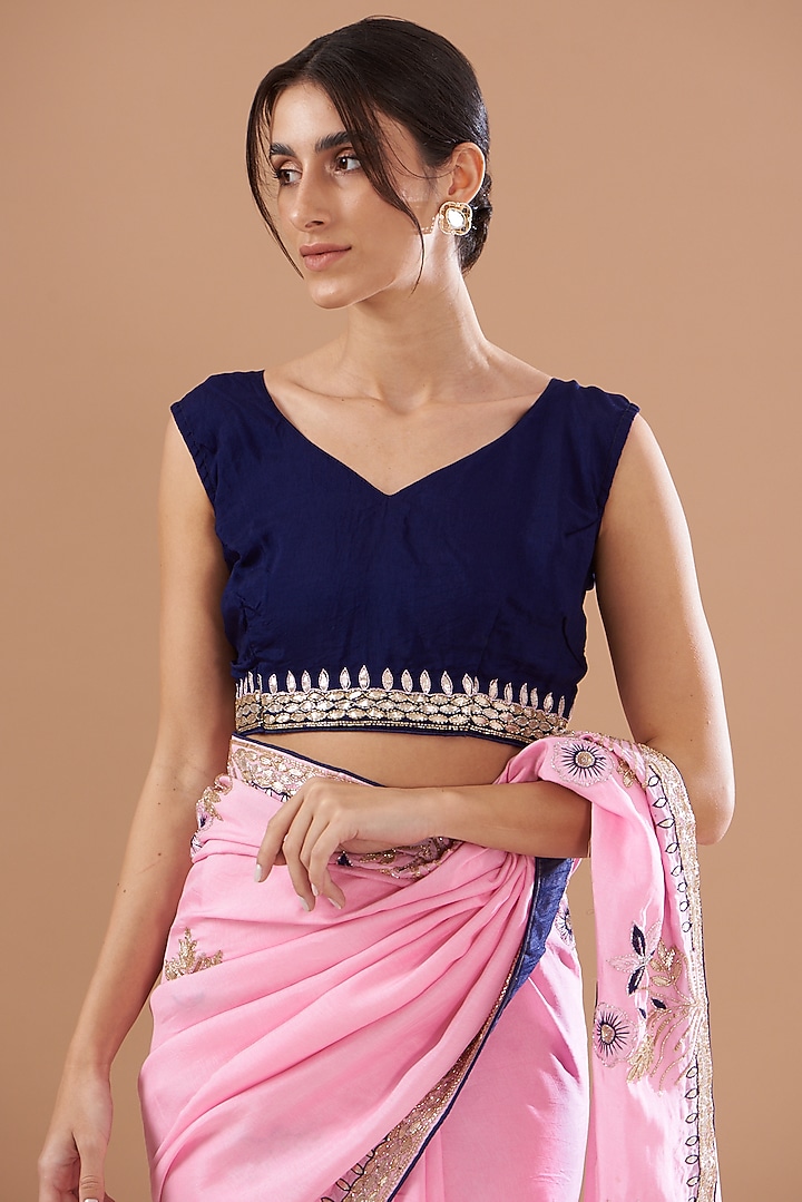 Pink Upada Silk Hand Work Party Wear Saree by House Of Jamoti at Pernia's Pop Up Shop