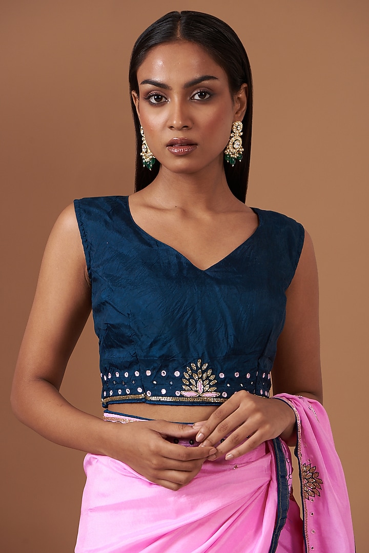 Pink Upada Silk Gota Work Party Wear Saree by House Of Jamoti at Pernia's Pop Up Shop