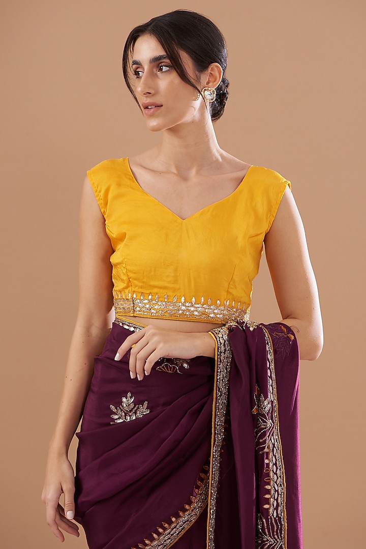 Maroon Upada Silk Hand Work Party Wear Saree by House Of Jamoti at Pernia's Pop Up Shop
