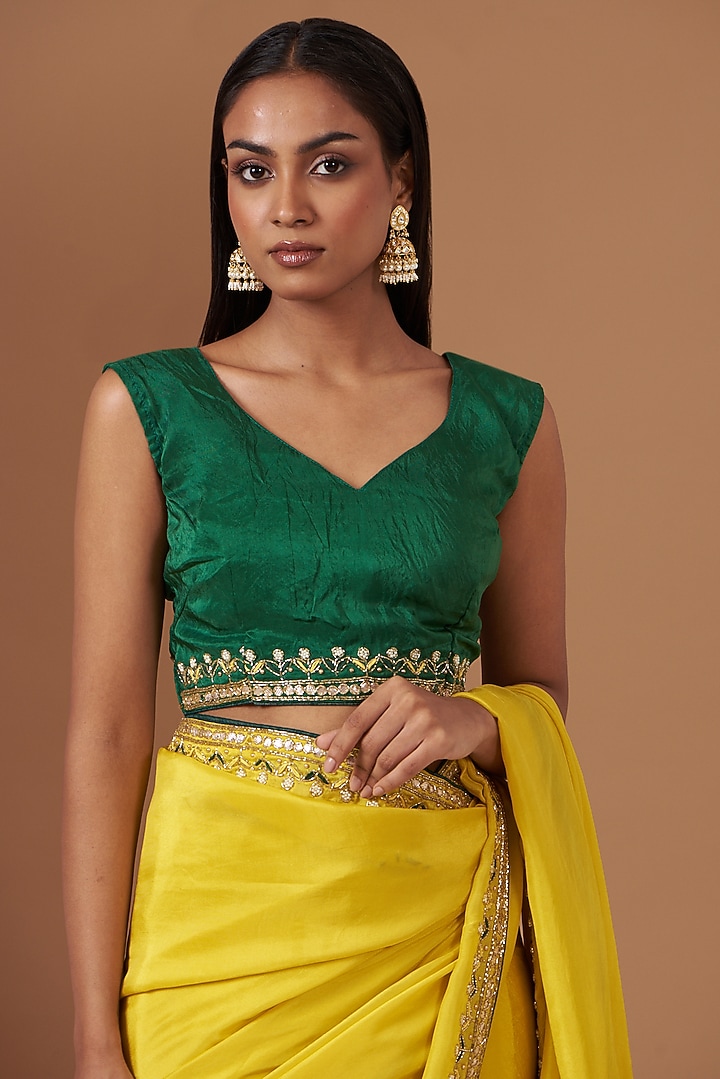 Yellow Upada Silk Hand Work Party Wear Saree by House Of Jamoti at Pernia's Pop Up Shop
