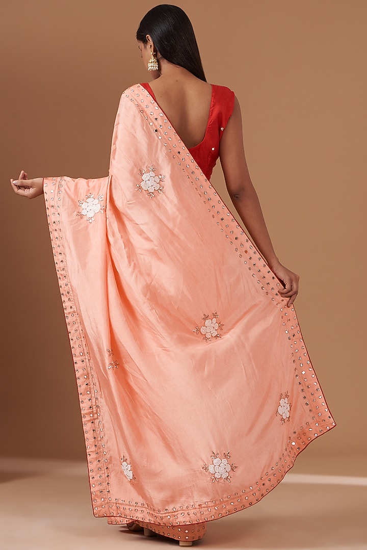Peach Upada Silk Hand Work Party Wear Saree by House Of Jamoti at Pernia's Pop Up Shop
