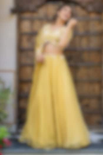 Yellow Chiffon Lehenga Set by House Of Jamoti at Pernia's Pop Up Shop