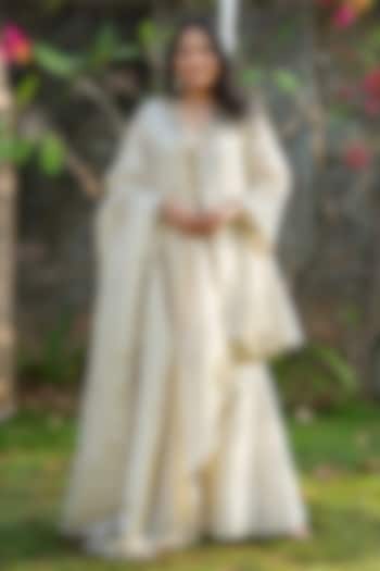Ivory Tissue Sharara Set by House Of Jamoti at Pernia's Pop Up Shop