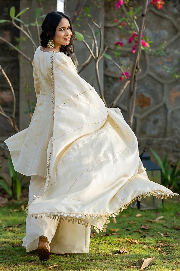Ivory Tissue Sharara Set by House Of Jamoti at Pernia's Pop Up Shop