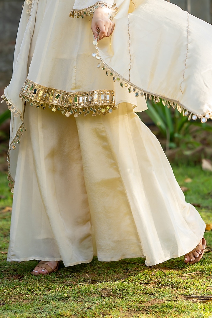 Ivory Tissue Sharara Set by House Of Jamoti at Pernia's Pop Up Shop