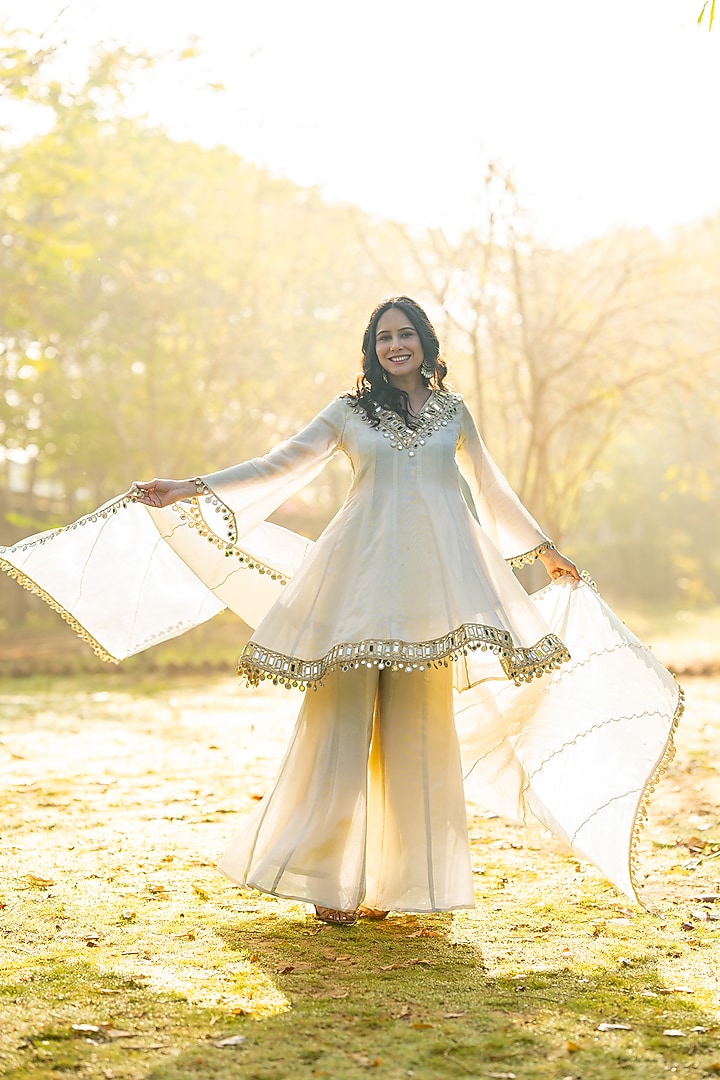 Ivory Tissue Sharara Set by House Of Jamoti at Pernia's Pop Up Shop