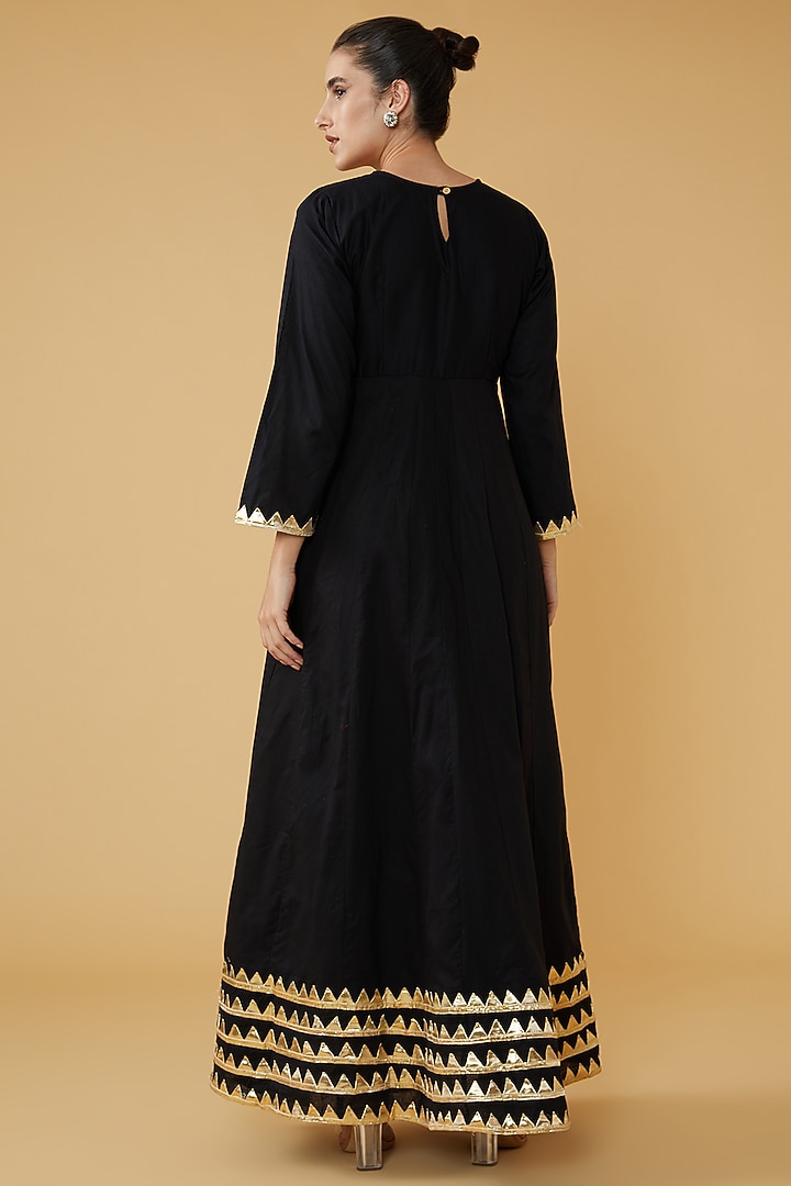 Black Cotton Anarkali Set by House Of Jamoti at Pernia's Pop Up Shop