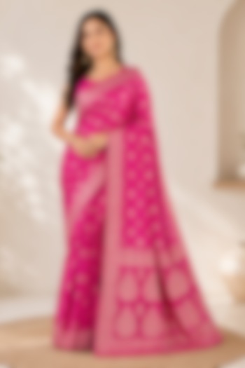Rani Pink Silk Blend Festive Saree Set by House Of Jamoti at Pernia's Pop Up Shop
