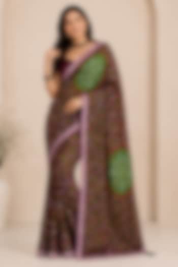 Deep Maroon Pure Georgette Bandhani Printed Festive Saree Set by House Of Jamoti at Pernia's Pop Up Shop
