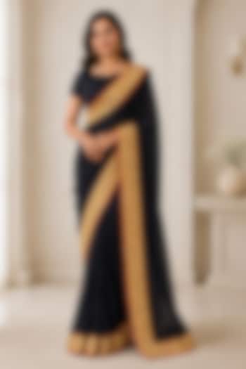 Black Georgette Embroidered Festive Saree by House Of Jamoti at Pernia's Pop Up Shop