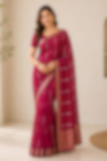Pink Georgette Embroidered Festive Saree by House Of Jamoti at Pernia's Pop Up Shop