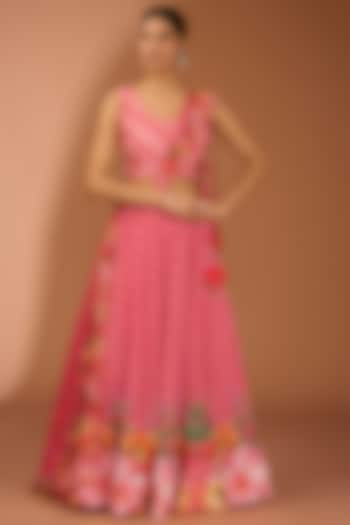 Hot Pink Pure Silk Cutdana Work Lehenga Set by House Of Jamoti at Pernia's Pop Up Shop