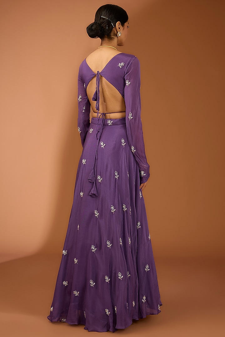 Purple Pure Silk Cutdana Work Lehenga Set by House Of Jamoti at Pernia's Pop Up Shop