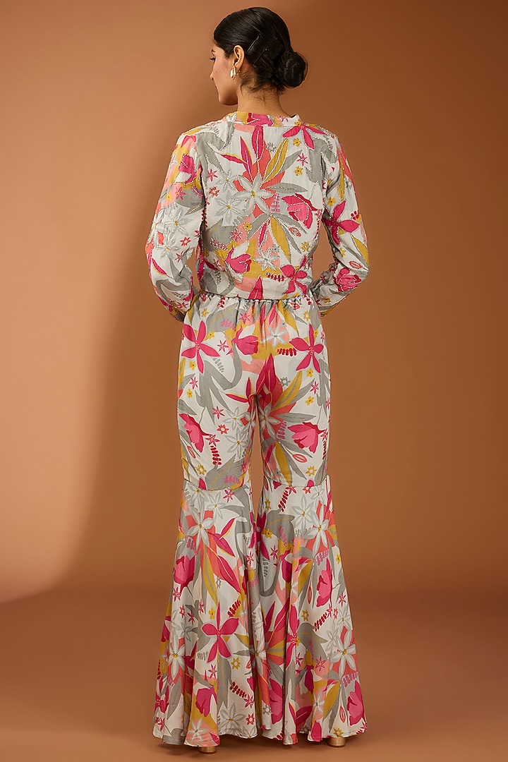 Pink Muslin Silk Handwork Jacket Set by House Of Jamoti at Pernia's Pop Up Shop