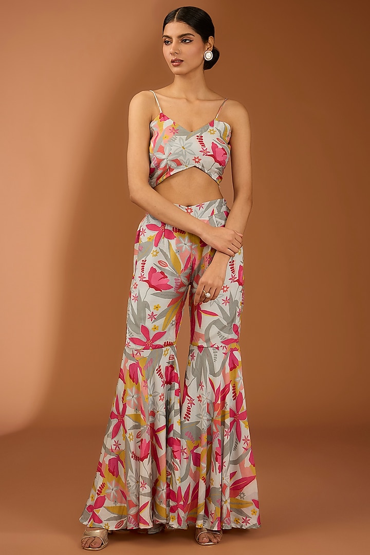Pink Muslin Silk Handwork Jacket Set by House Of Jamoti at Pernia's Pop Up Shop