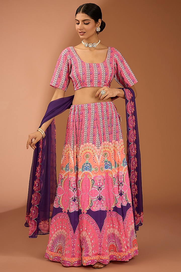 Pink Pure Silk Cutdana Work Lehenga Set by House Of Jamoti at Pernia's Pop Up Shop