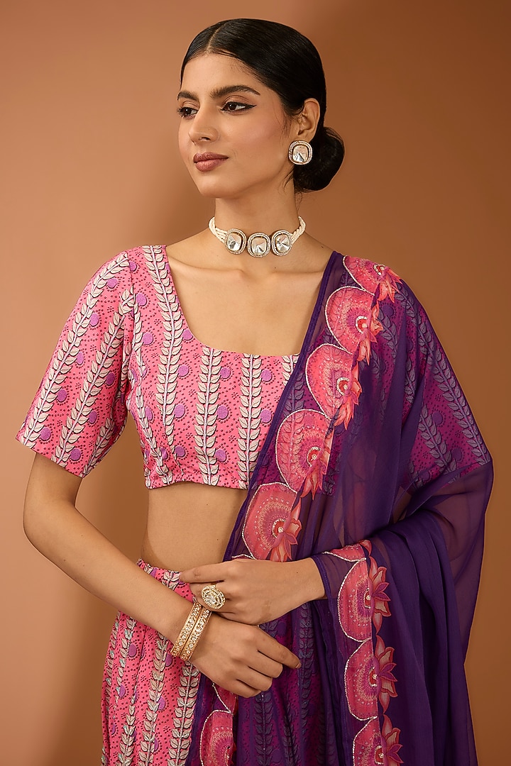 Pink Pure Silk Cutdana Work Lehenga Set by House Of Jamoti at Pernia's Pop Up Shop