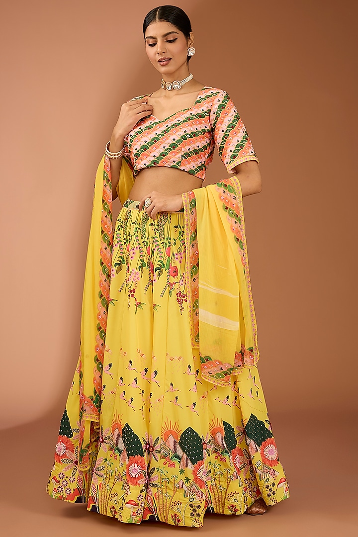 Haldi Yellow Pure Silk Cutdana Work Lehenga Set by House Of Jamoti at Pernia's Pop Up Shop